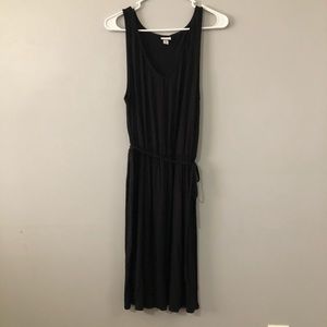Black Tie-Waist Jersey Tank Dress